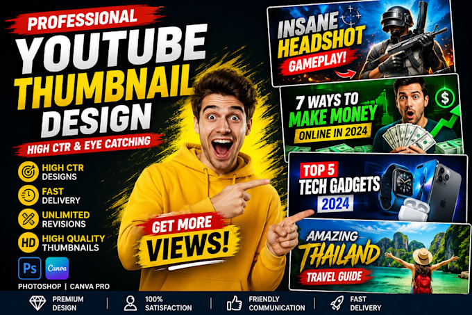 design eye catching youtube thumbnail for high CTR