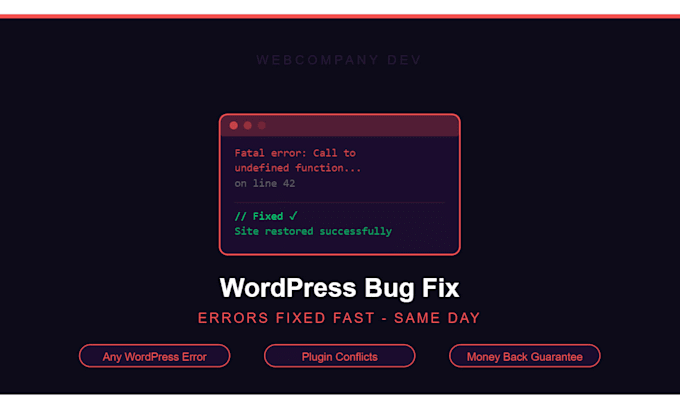 fix any wordpress error or bug fast