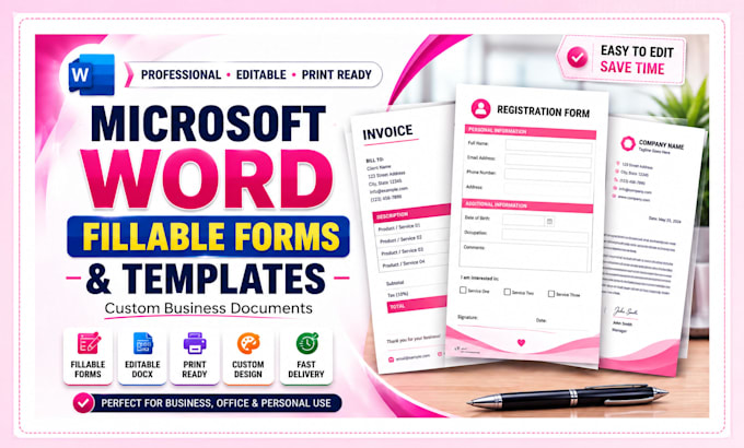 design editable ms word templates and fillable forms