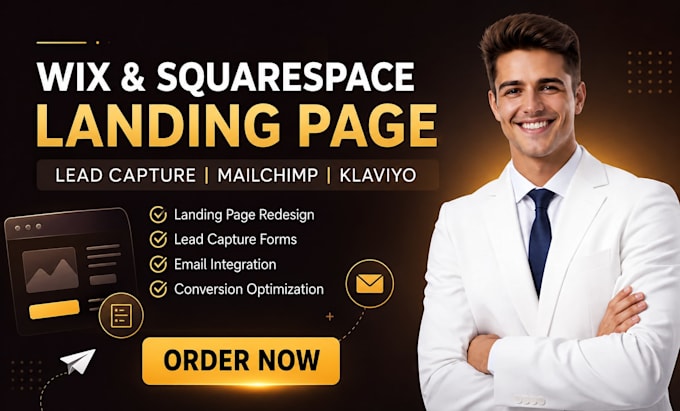 redesign wix, squarespace landing page lead capture forms email marketing