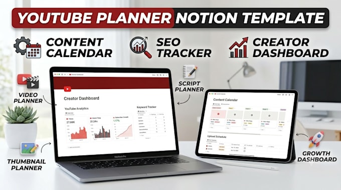 design a premium youtube planner notion template for creators