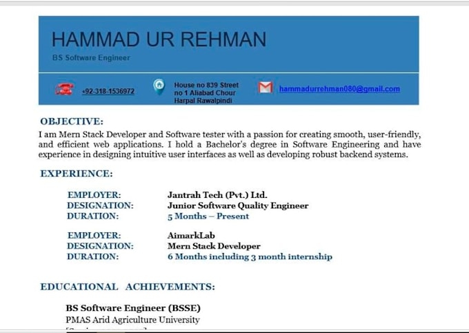 write a modern resume CV and linkedin profile