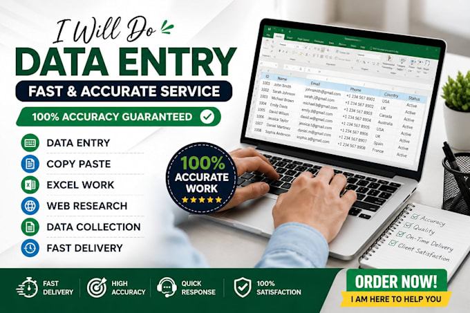 do accurate data entry, copy paste,excel data entry and web research