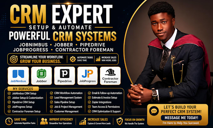 setup jobnimbus crm jobber pipedrive jobprogress automation contractor foreman