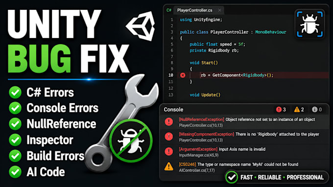 fix unity csharp errors and bugs