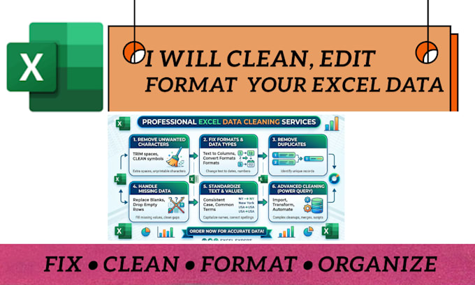 clean, format, merge,, split excel data
