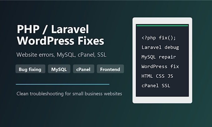fix PHP laravel livewire mysql and wordpress website bugs