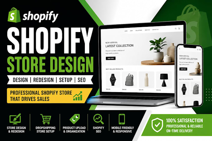 build, design or redesign shopify website, shopify store, dropshpping store