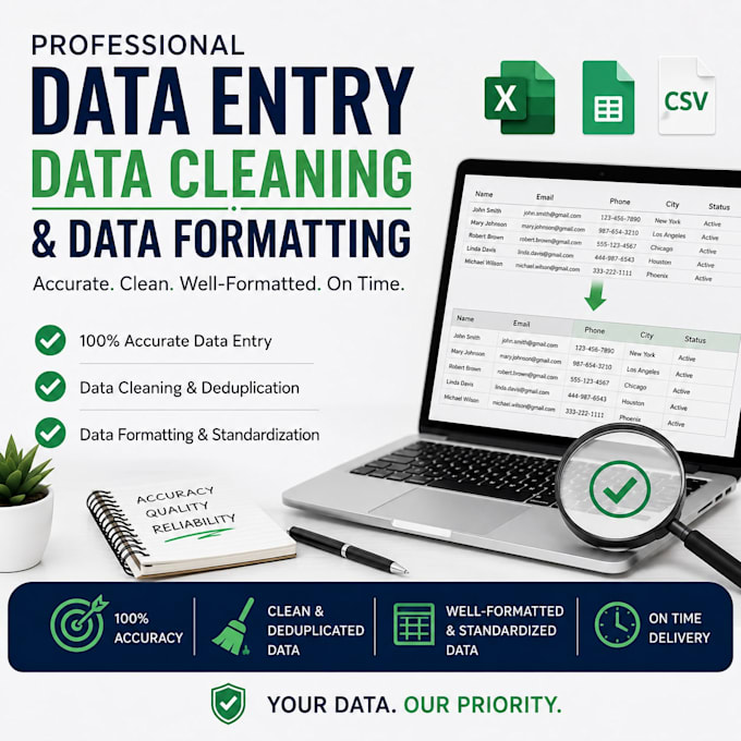 do data entry, data cleaning and data formatting