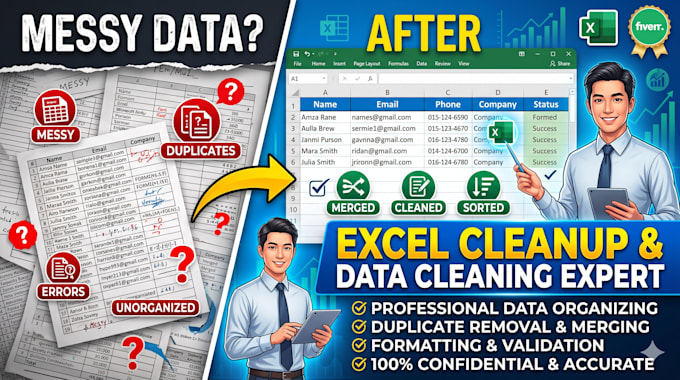clean, merge, and organize excel data professionally