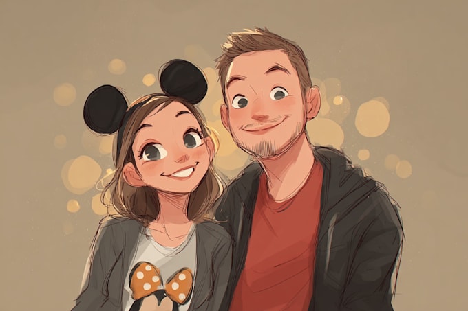 create a custom disney style couple pop art portrait