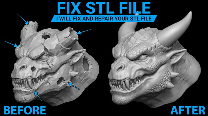 fix stl file edit repair modify custom 3d model 3d scan cleanup for 3d printing
