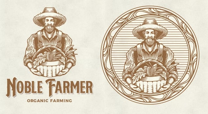 do vintage farmer emblem logo illustration design