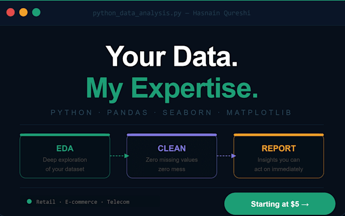 do data analysis, eda and data cleaning on CSV or excel