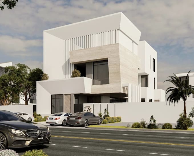 modify your building facade, render residential house, 3d exterior visualization