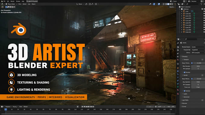 create 3d asset, environment or model in blender