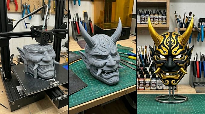 3d print and paint custom cosplay mask, helmet wearable