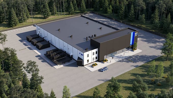 do master plan render, design data center building, parkings, backup generators
