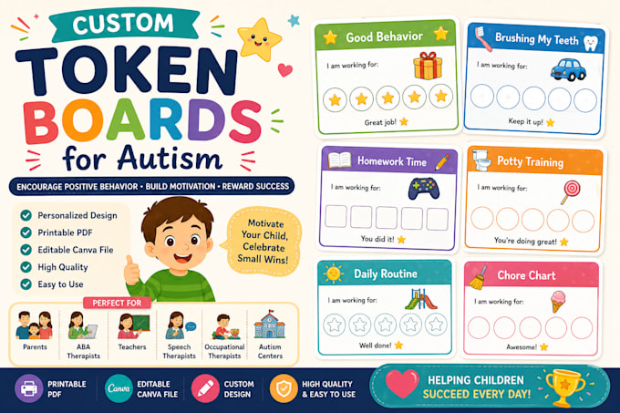 design custom token boards for children with autism