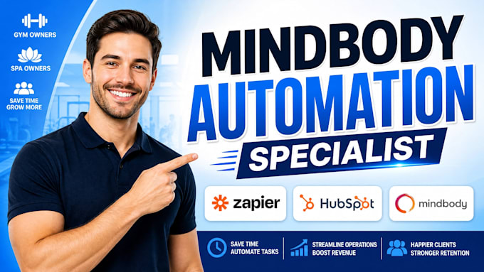 be your mindbody expert for CRM setup, bookings, and zapier automations