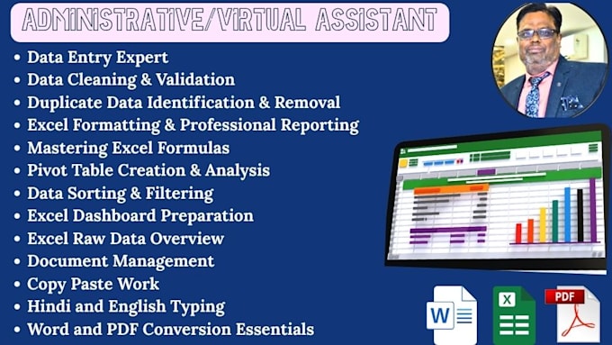 professional virtual assistant for excel and word data entry