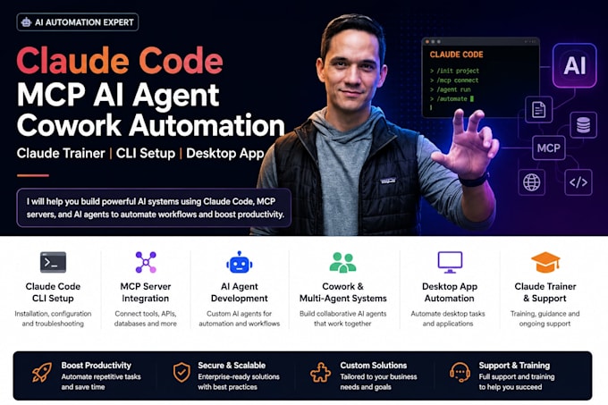 claude code mcp ai agent cowork automation claude trainer, cli setup desktop app