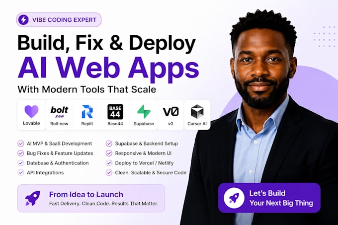 build and deploy bolt replit lovable ai, replit, base44 ai apps with vibe coding