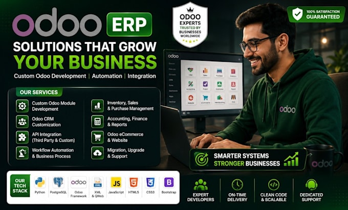 develop odoo erp, custom odoo module, odoo CRM, API integration and automation
