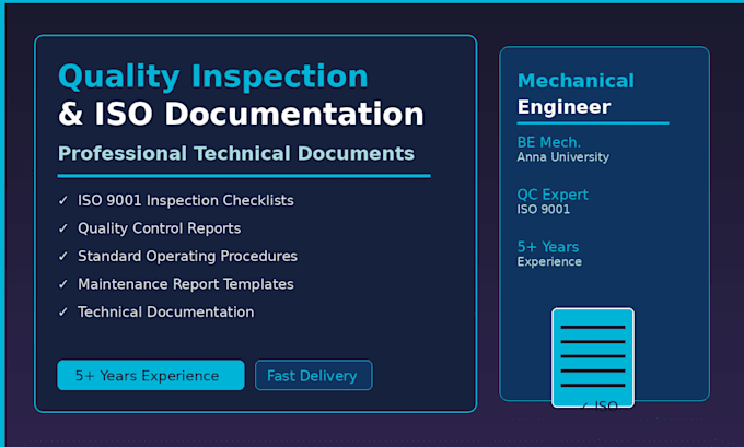 create quality inspection checklists and iso documentation