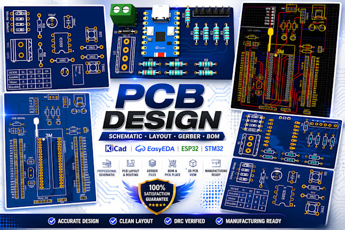 design professional pcb, schematic and bom in kicad, easyeda
