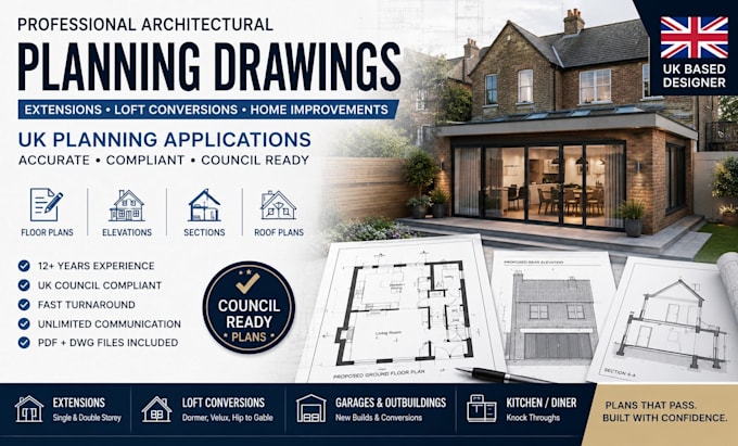 produce UK plans for planning approval and building regs