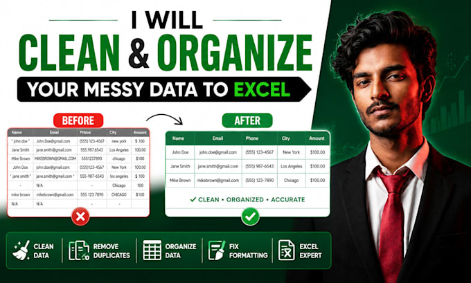 clean and organize your messy data to excel