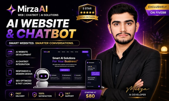 design, develop a modern responsive website with ai chatbot