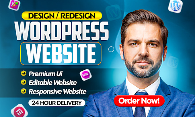 design wordpress website development, business website or wordpress blog website