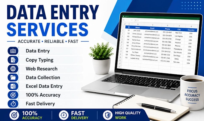 do accurate data entry, copy typing, web research