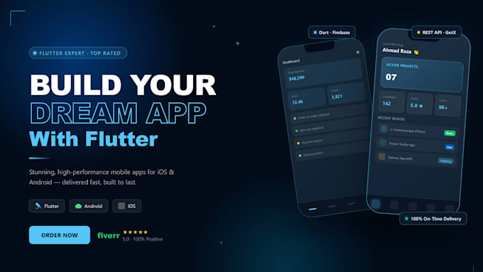 develop a flutter mobile app for android and ios