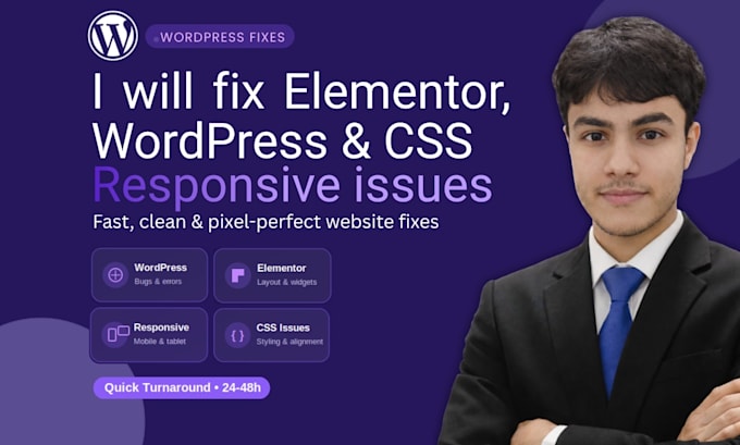 fix elementor, wordpress issues, CSS and responsive issues