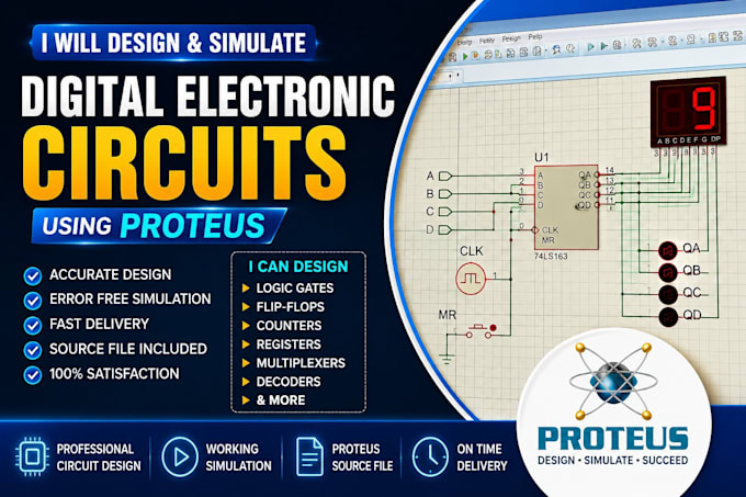design and simulate digital electronics circuits in proteus