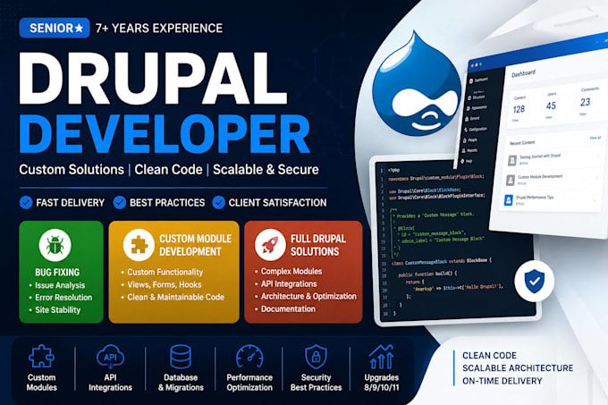 develop, fix, and optimize your drupal 8, 9, 10, or 11 website