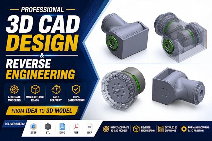 create 3d cad models, mechanical design and reverse engineering in solidworks