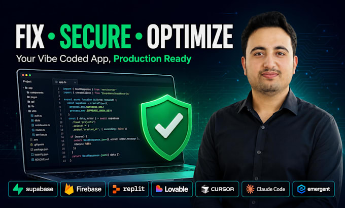 audit, fix and review your vibe coded ai website and app on supabase or firebase