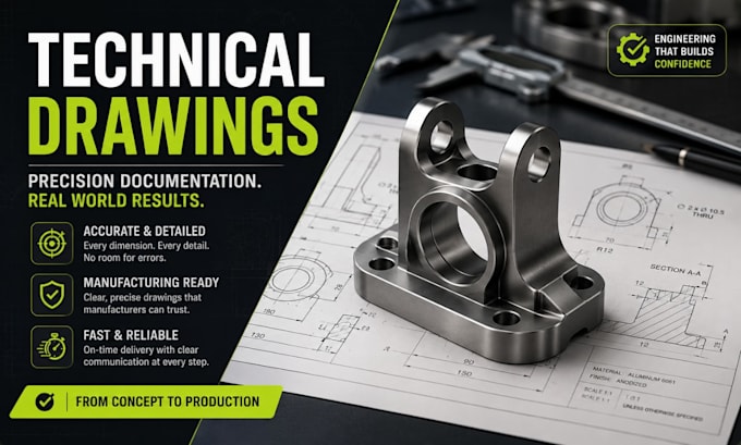 create manufacturing ready technical drawing for products and prototype