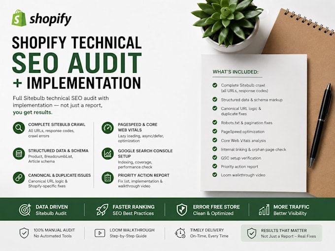 do a complete shopify technical SEO audit using sitebulb