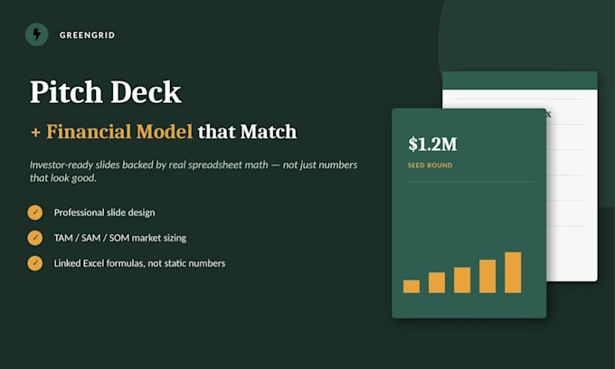 create a professional investor pitch deck with financial model