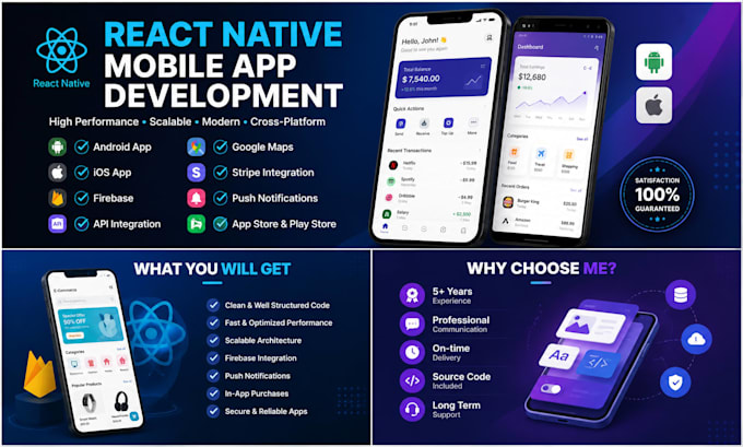 develop react native mobile app for android and ios