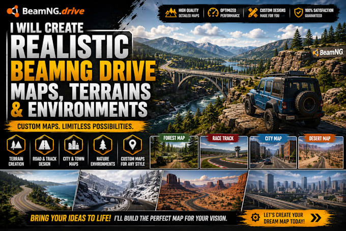 create realistic beamng drive maps, terrains and environments
