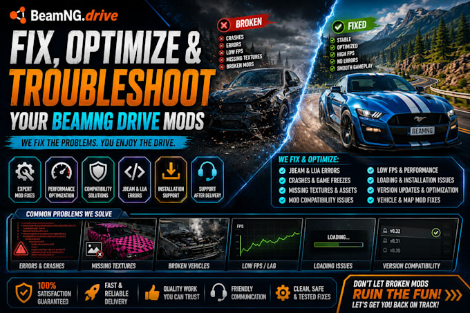 fix, optimize, and troubleshoot your beamng drive mods