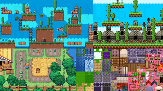 create 2d pixel art tileset character design animation 2d sprite sheet rpg maker