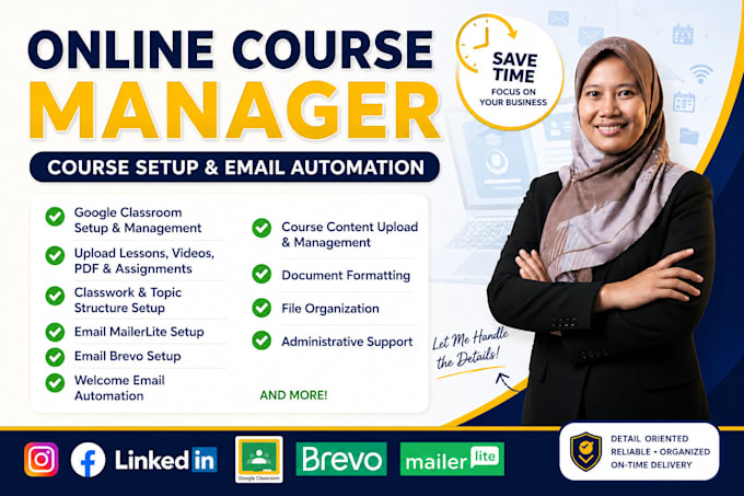 be your online course manager, setup google classroom and email automation
