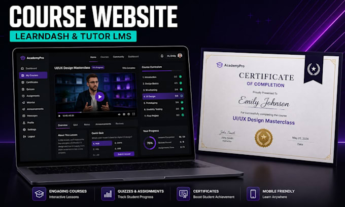 build a responsive online course website on learndash or tutor ims